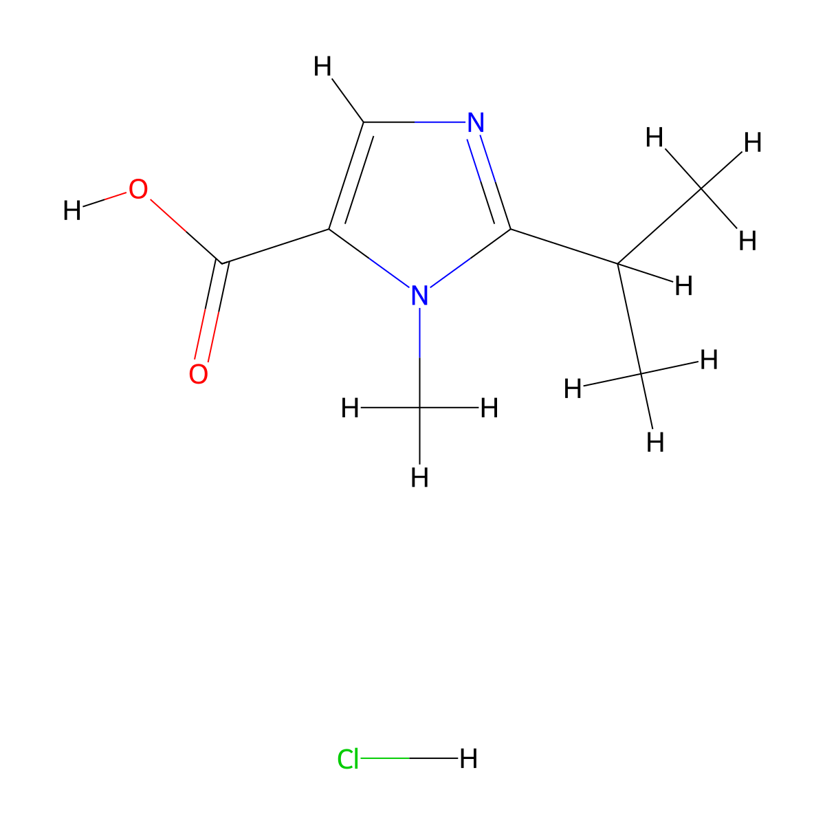 1-methyl-2-(propan-2-yl)-1H-imidazole-5-carboxylicacidhydrochloride molecular structure, CAS 2580208-64-4