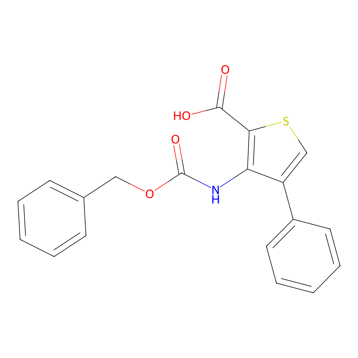 3-{[(Benzyloxy)carbonyl]amino}-4-phenylthiophene-2-carboxylic acid molecular structure, CAS 2580208-69-9
