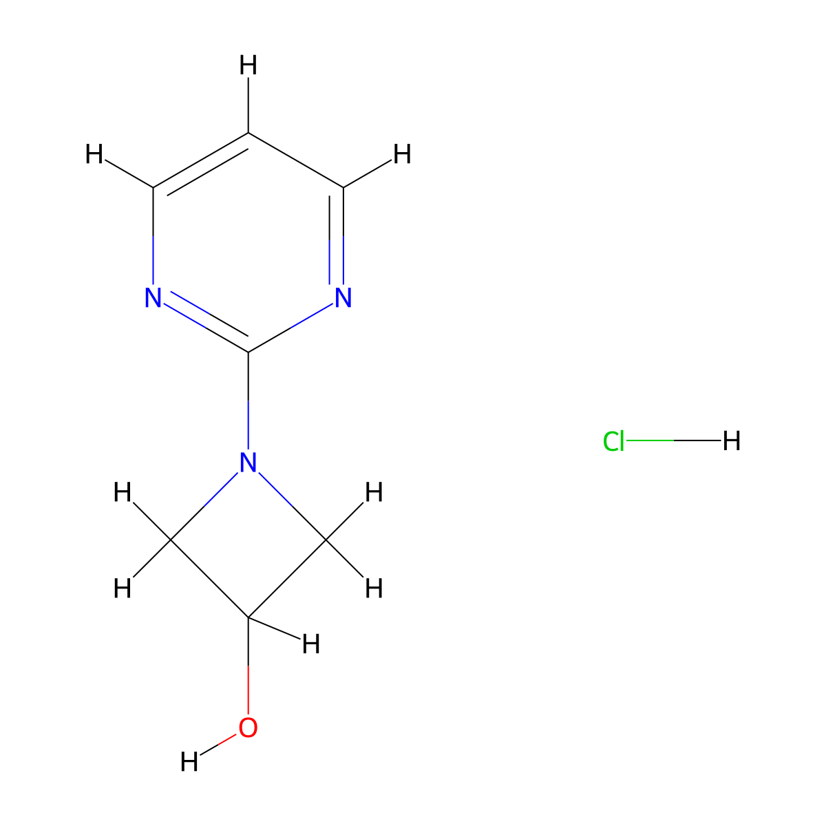 1-(Pyrimidin-2-yl)azetidin-3-ol hydrochloride molecular structure, CAS 2580208-70-2
