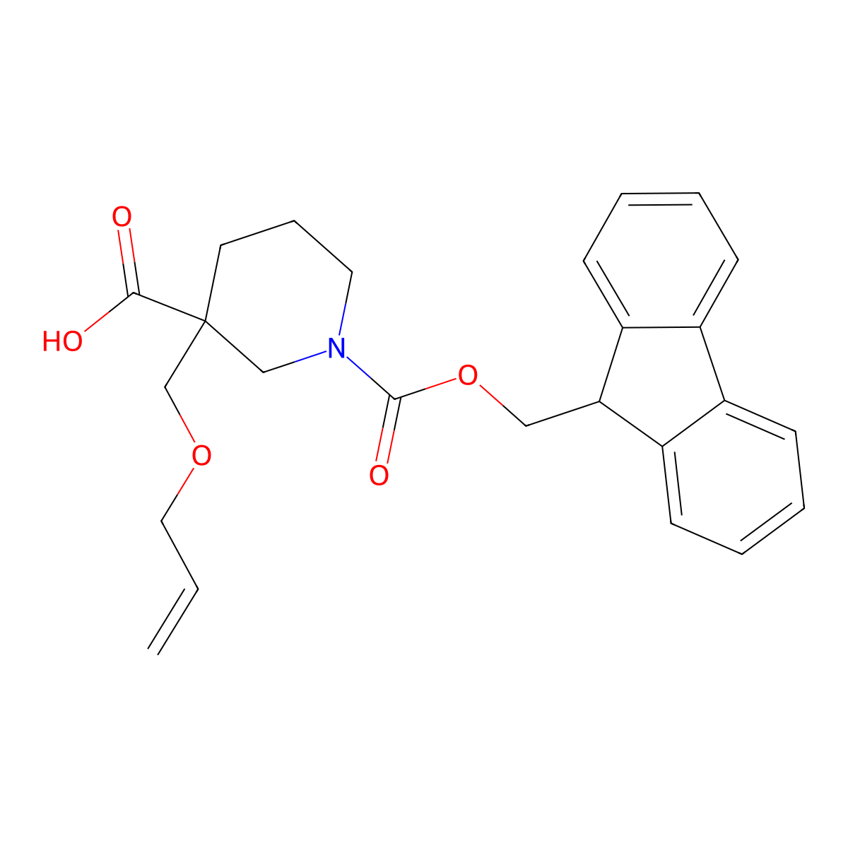 1-{[(9H-fluoren-9-yl)methoxy]carbonyl}-3-[(prop-2-en-1-yloxy)methyl]piperidine-3-carboxylic acid molecular structure, CAS 2580208-75-7