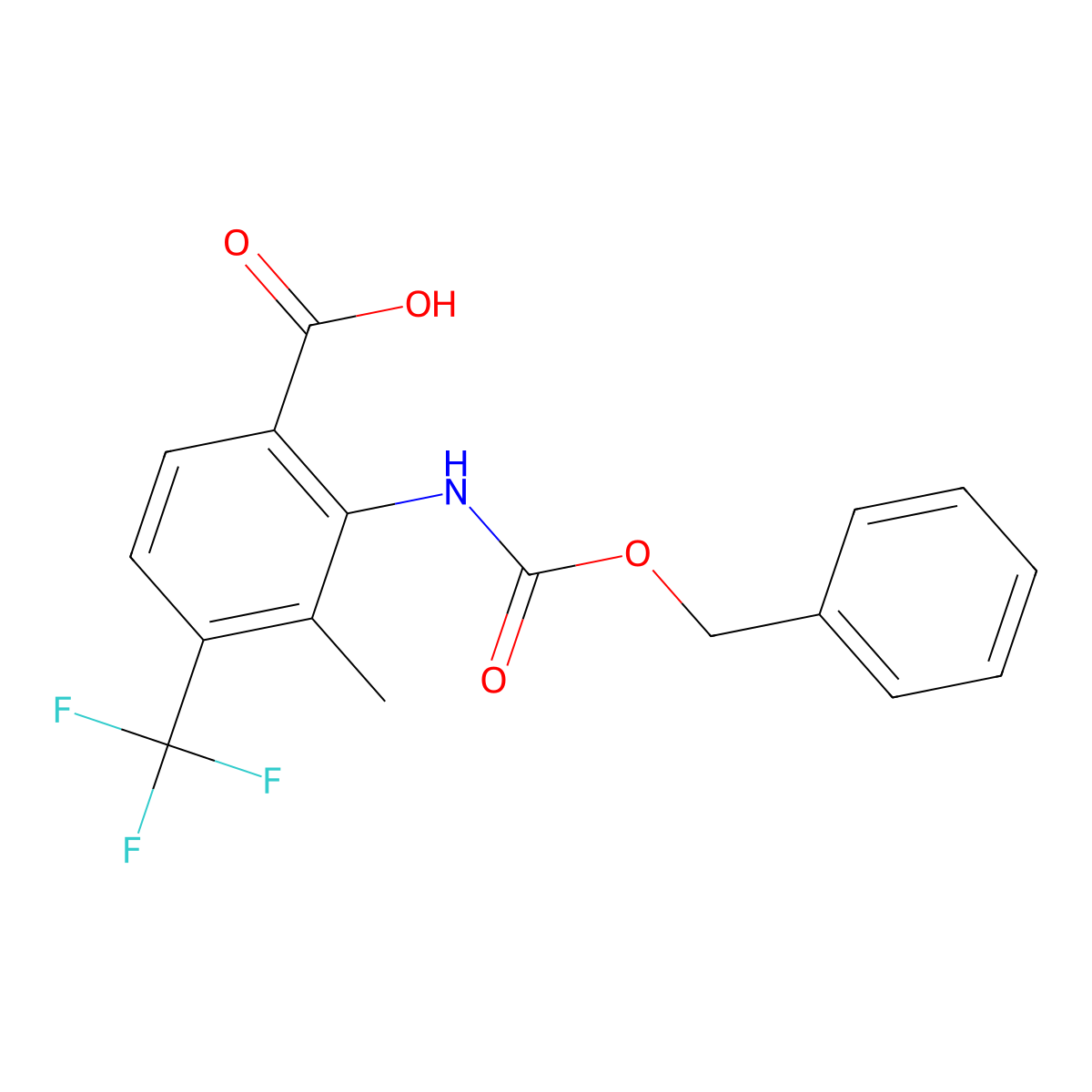 2-{[(Benzyloxy)carbonyl]amino}-3-methyl-4-(trifluoromethyl)benzoic acid molecular structure, CAS 2580208-86-0