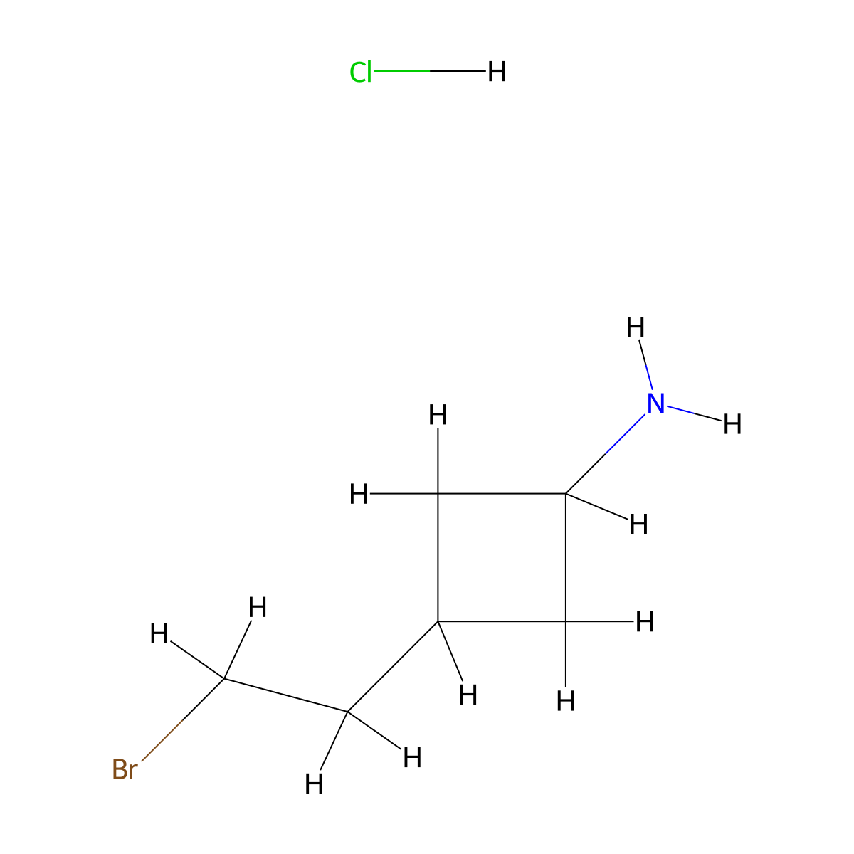 3-(2-Bromoethyl)cyclobutan-1-amine hydrochloride molecular structure, CAS 2580208-93-9