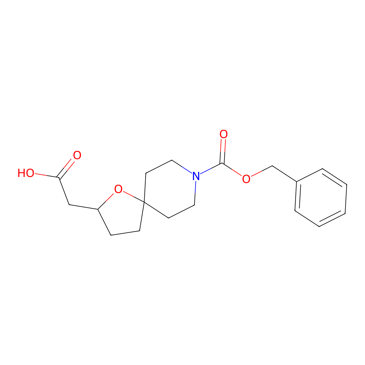 2-{8-[(Benzyloxy)carbonyl]-1-oxa-8-azaspiro[4.5]decan-2-yl}acetic acid molecular structure, CAS 2580209-00-1