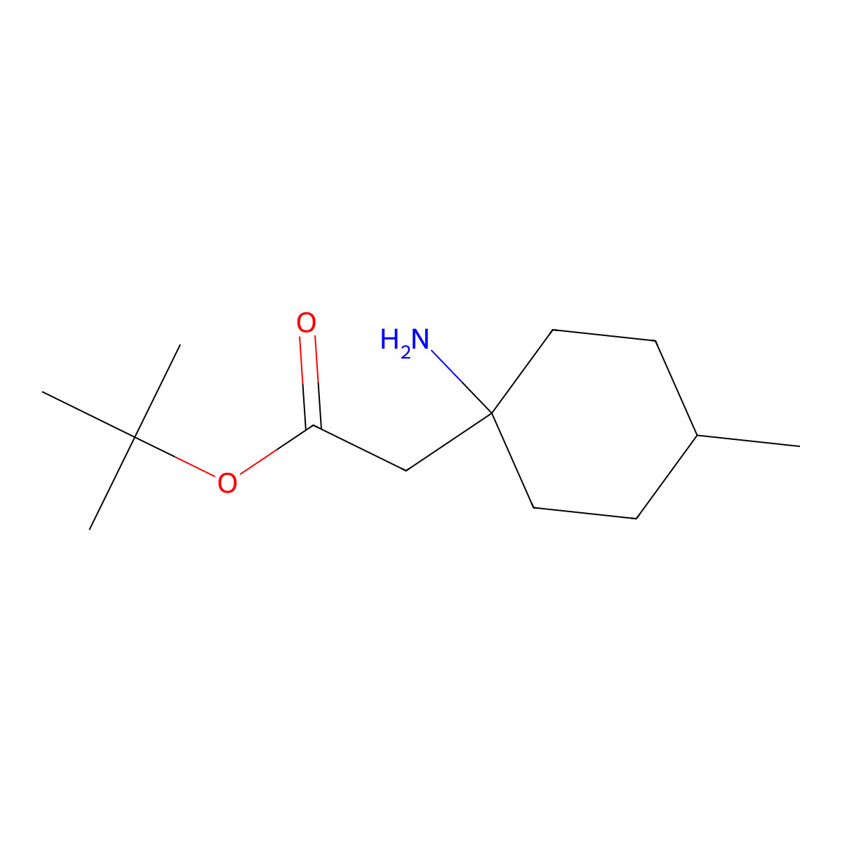Tert-butyl 2-(1-amino-4-methylcyclohexyl)acetate molecular structure, CAS 2580209-20-5