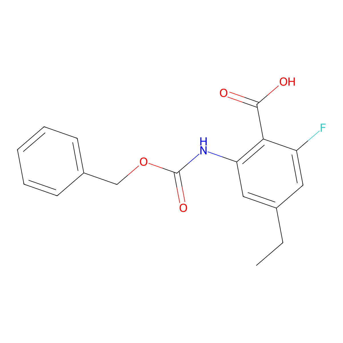 2-{[(Benzyloxy)carbonyl]amino}-4-ethyl-6-fluorobenzoic acid molecular structure, CAS 2580209-28-3