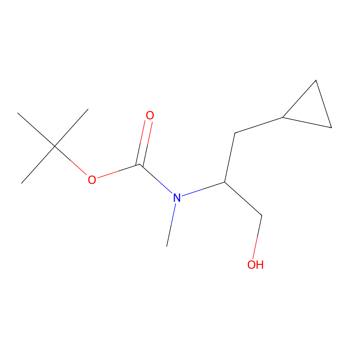 tert-butyl N-(1-cyclopropyl-3-hydroxypropan-2-yl)-N-methylcarbamate molecular structure, CAS 2580209-30-7