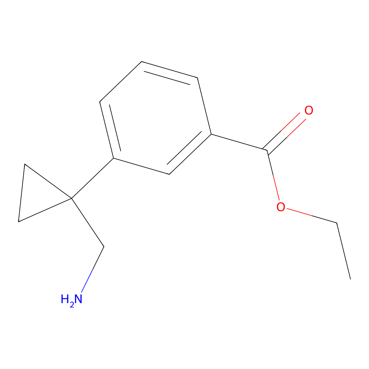 Ethyl 3-[1-(aminomethyl)cyclopropyl]benzoate molecular structure, CAS 2580209-32-9