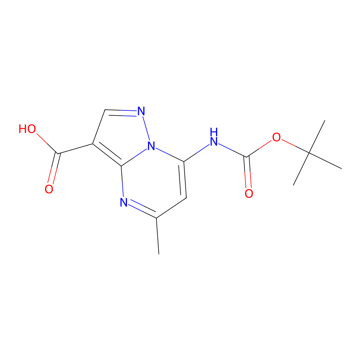 7-{[(Tert-butoxy)carbonyl]amino}-5-methylpyrazolo[1,5-a]pyrimidine-3-carboxylic acid molecular structure, CAS 2580209-35-2