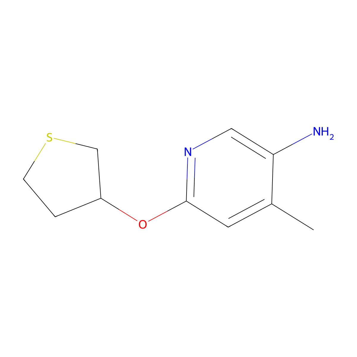 4-Methyl-6-(thiolan-3-yloxy)pyridin-3-amine molecular structure, CAS 2580209-39-6