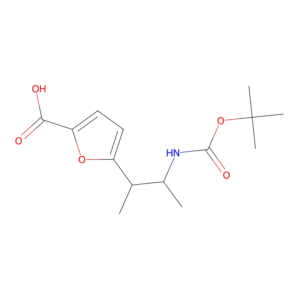 5-(3-{[(Tert-butoxy)carbonyl]amino}butan-2-yl)furan-2-carboxylic acid molecular structure, CAS 2580209-47-6
