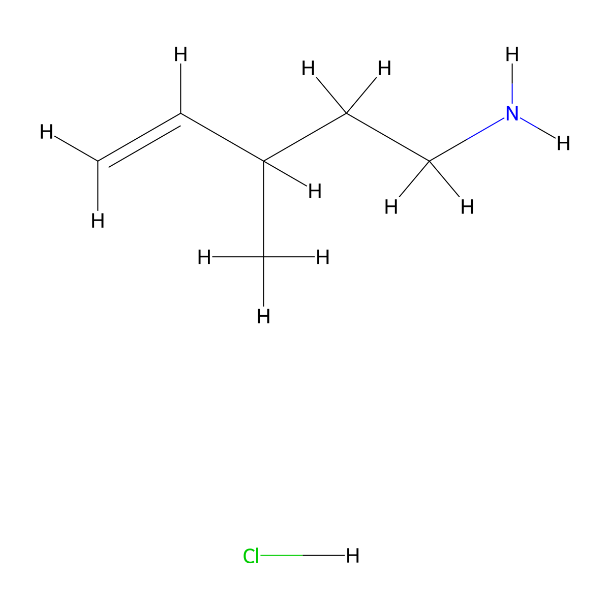 3-Methylpent-4-en-1-amine hydrochloride molecular structure, CAS 2580209-54-5
