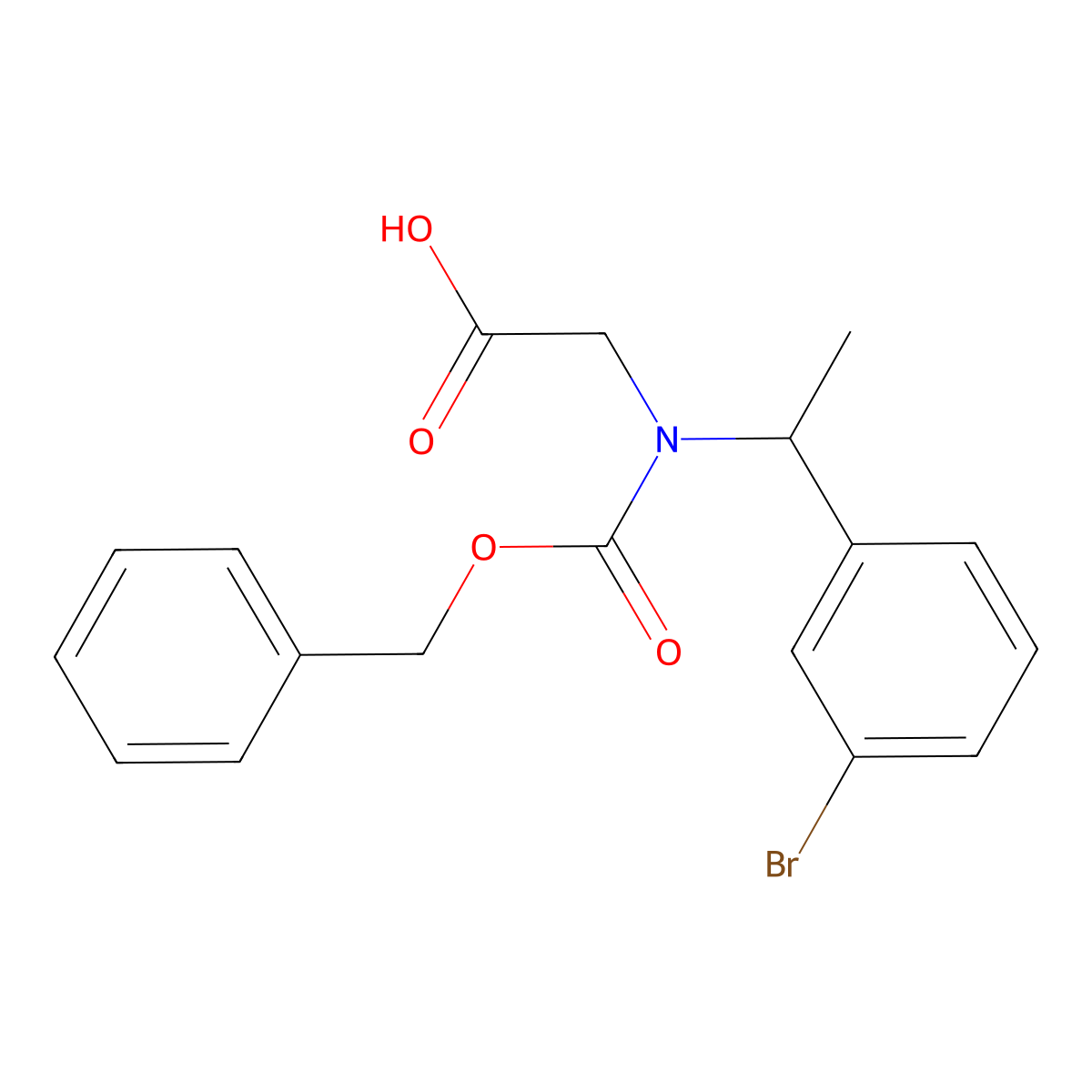 2-{[(Benzyloxy)carbonyl][1-(3-bromophenyl)ethyl]amino}acetic acid molecular structure, CAS 2580209-58-9