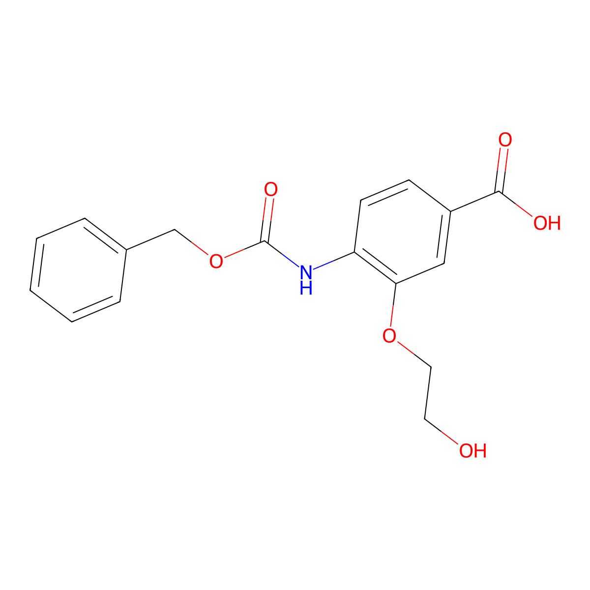 4-{[(Benzyloxy)carbonyl]amino}-3-(2-hydroxyethoxy)benzoic acid molecular structure, CAS 2580209-59-0