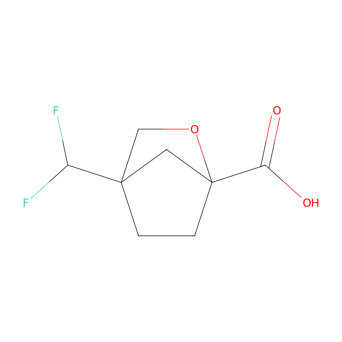 4-(Difluoromethyl)-2-oxabicyclo(2.2.1)heptane-1-carboxylic acid molecular structure, CAS 2580209-60-3