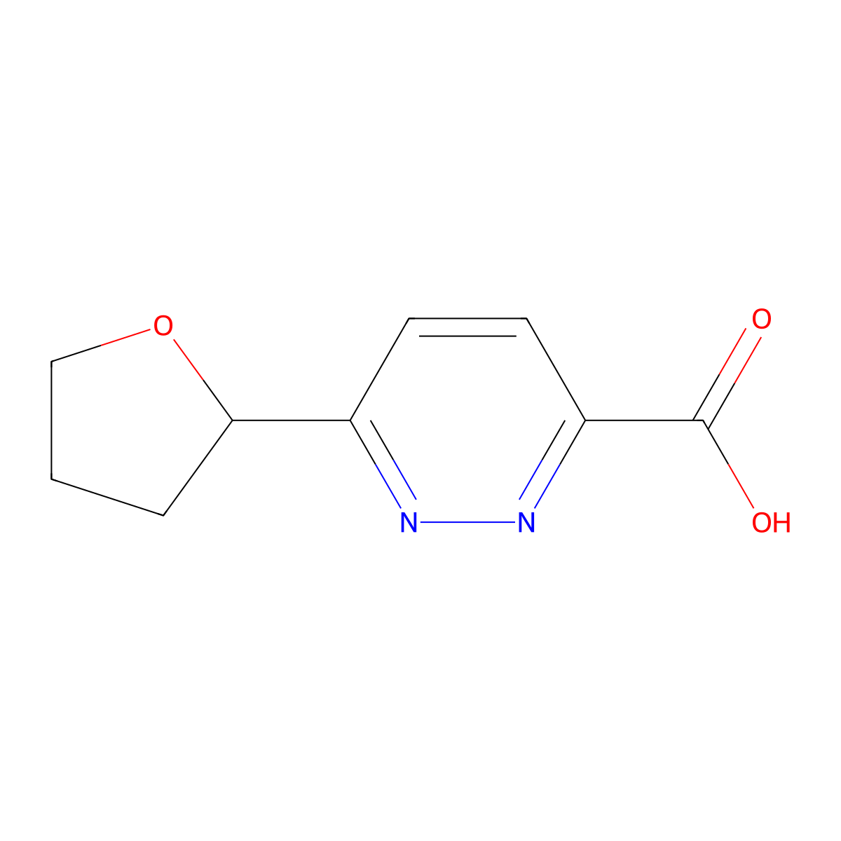 6-(Oxolan-2-yl)pyridazine-3-carboxylic acid molecular structure, CAS 2580209-64-7