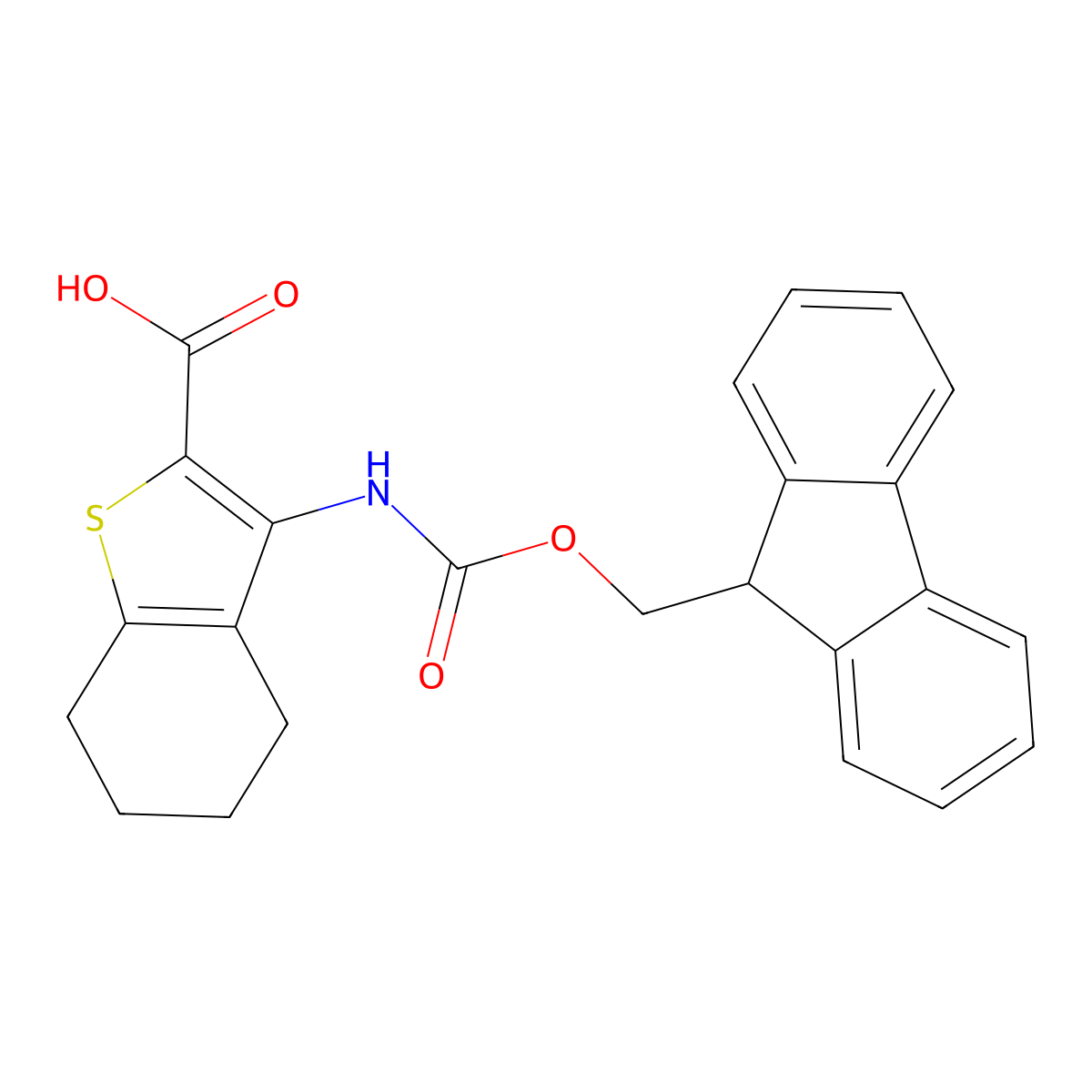 3-({[(9H-fluoren-9-yl)methoxy]carbonyl}amino)-4,5,6,7-tetrahydro-1-benzothiophene-2-carboxylic acid molecular structure, CAS 2580209-66-9