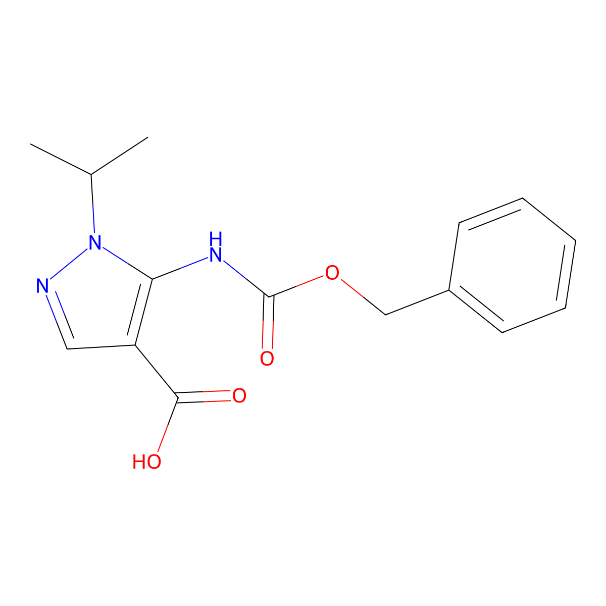 5-{[(benzyloxy)carbonyl]amino}-1-(propan-2-yl)-1H-pyrazole-4-carboxylic acid molecular structure, CAS 2580209-68-1