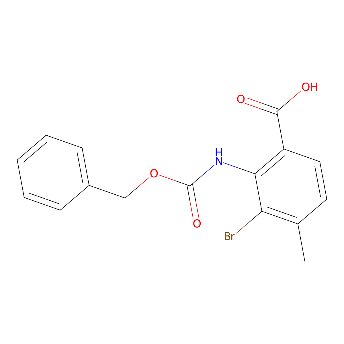 2-{[(Benzyloxy)carbonyl]amino}-3-bromo-4-methylbenzoic acid molecular structure, CAS 2580209-70-5