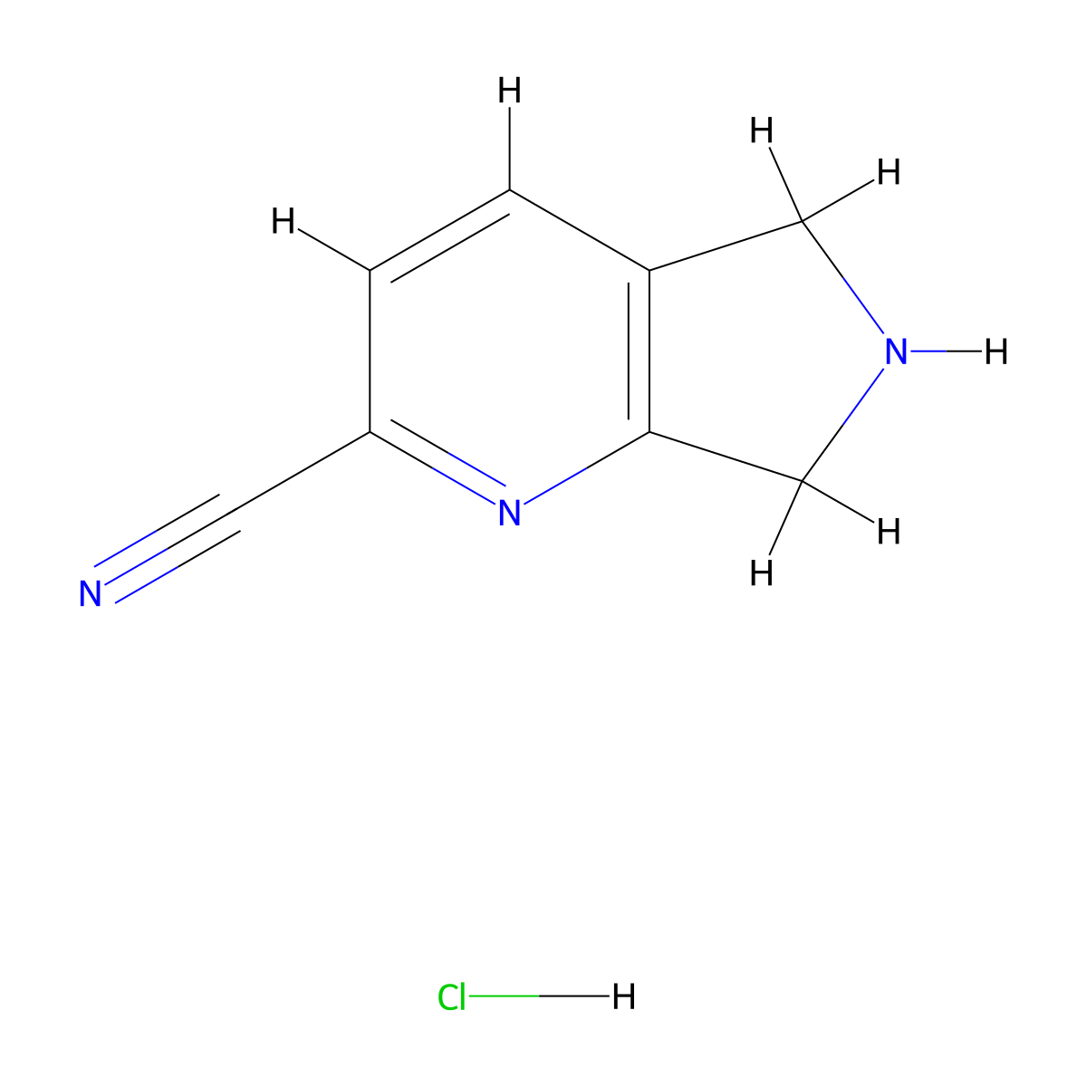 5H,6H,7H-pyrrolo[3,4-b]pyridine-2-carbonitrile hydrochloride molecular structure, CAS 2580209-71-6