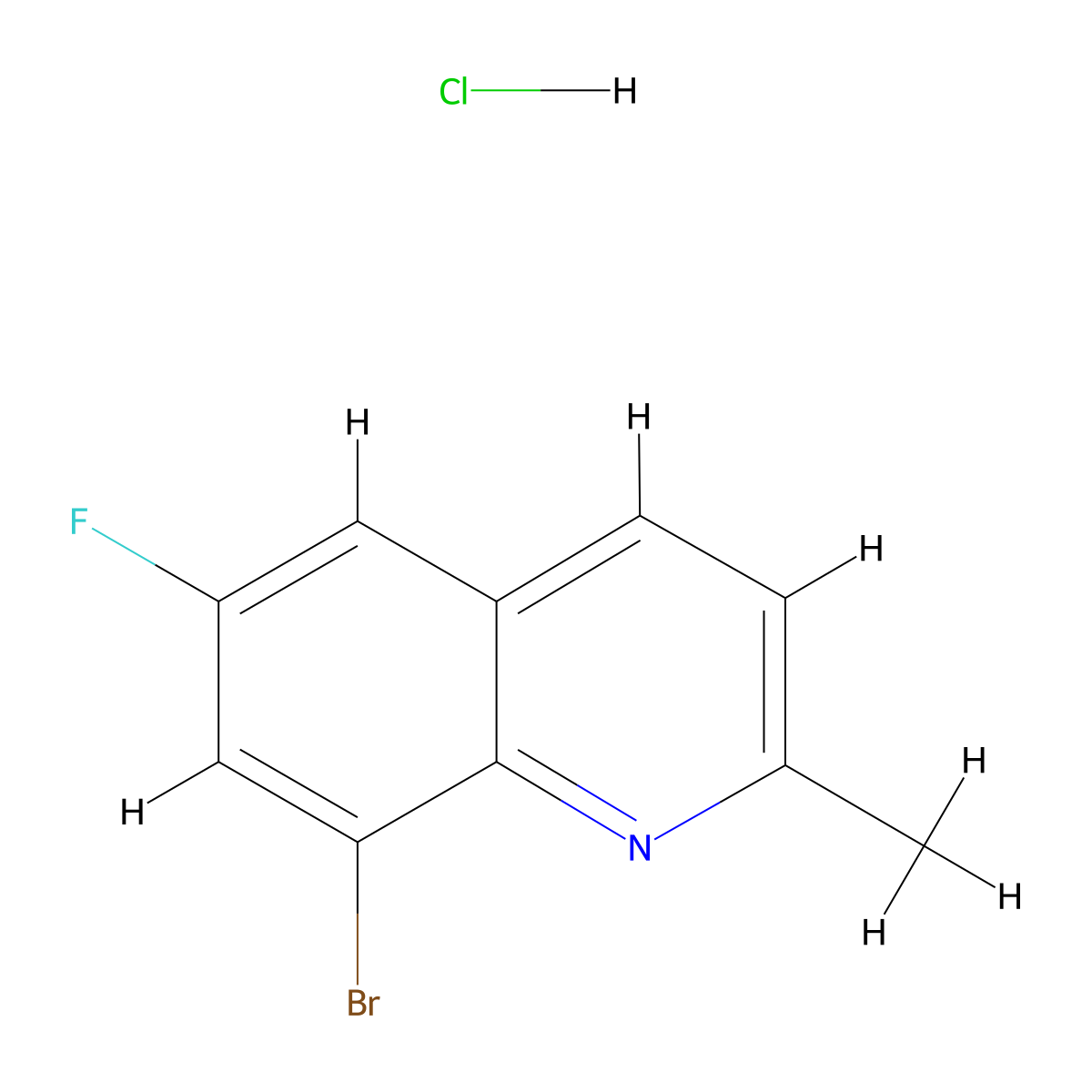 8-Bromo-6-fluoro-2-methylquinoline hydrochloride molecular structure, CAS 2580209-74-9