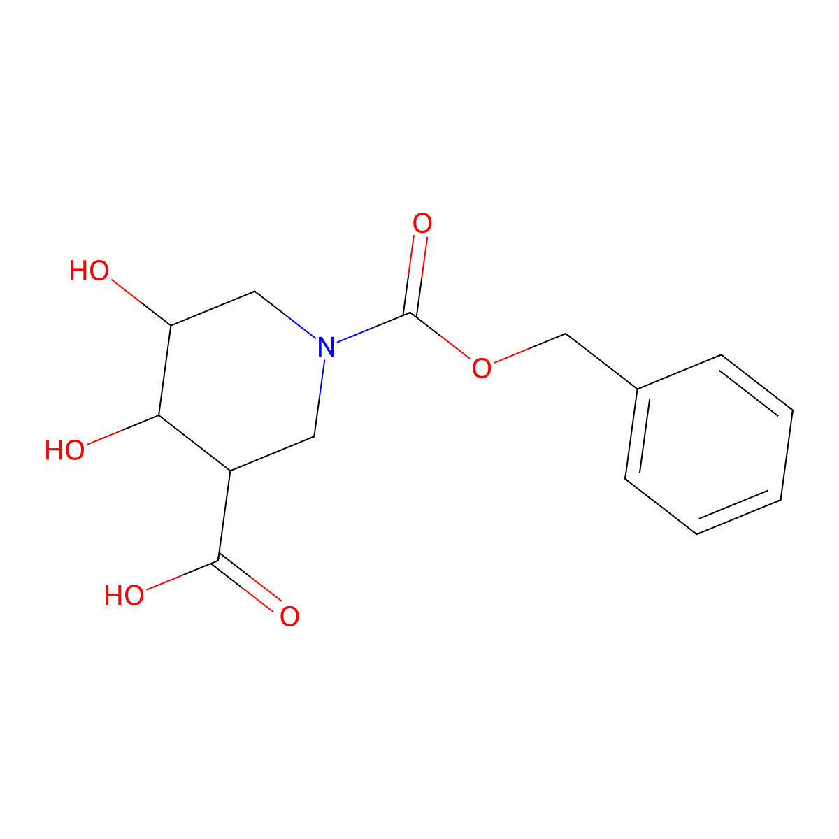 1-[(Benzyloxy)carbonyl]-4,5-dihydroxypiperidine-3-carboxylic acid molecular structure, CAS 2580209-75-0