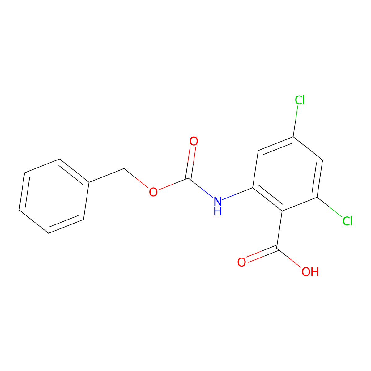 2-{[(Benzyloxy)carbonyl]amino}-4,6-dichlorobenzoic acid molecular structure, CAS 2580209-79-4