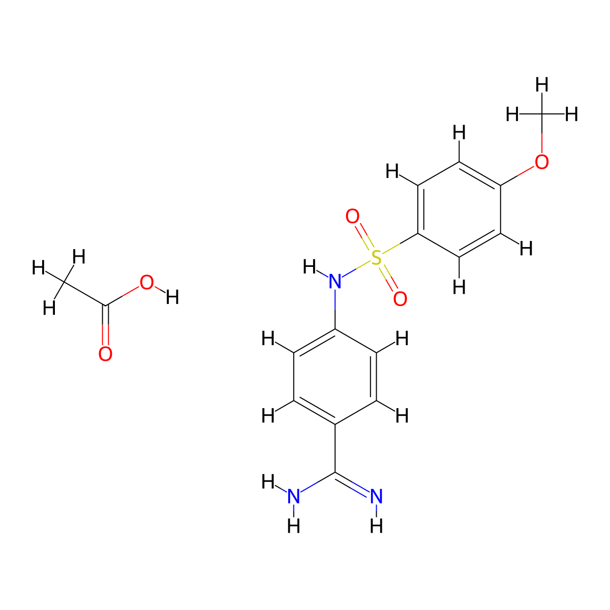 4-(4-Methoxybenzenesulfonamido)benzene-1-carboximidamide,aceticacid molecular structure, CAS 2580209-88-5