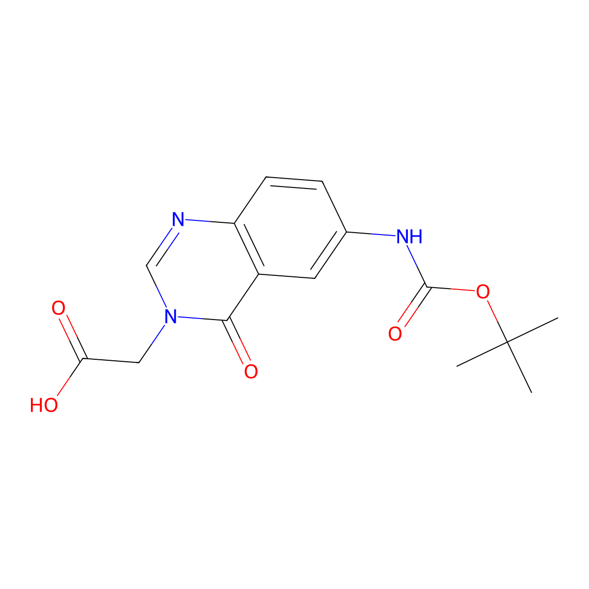 2-(6-{[(Tert-butoxy)carbonyl]amino}-4-oxo-3,4-dihydroquinazolin-3-yl)acetic acid molecular structure, CAS 2580209-89-6