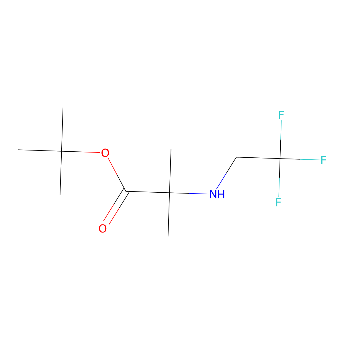 Tert-butyl 2-methyl-2-[(2,2,2-trifluoroethyl)amino]propanoate molecular structure, CAS 2580209-90-9