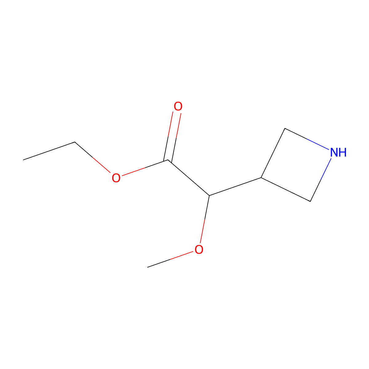 Ethyl 2-(azetidin-3-yl)-2-methoxyacetate molecular structure, CAS 2580210-00-8