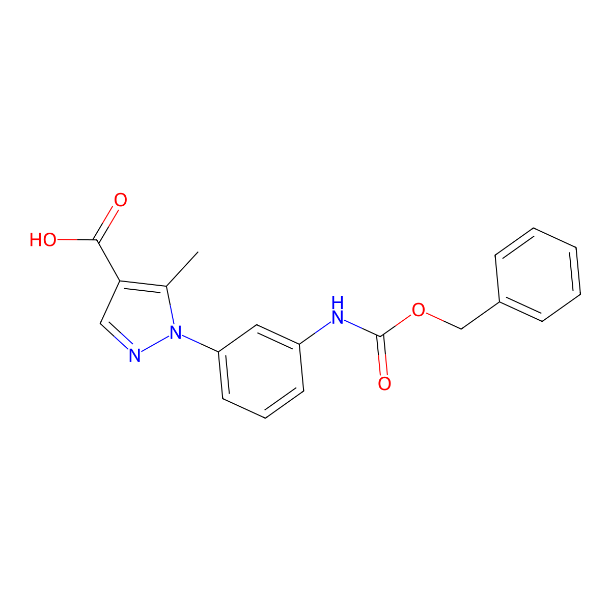 1-(3-{[(benzyloxy)carbonyl]amino}phenyl)-5-methyl-1H-pyrazole-4-carboxylic acid molecular structure, CAS 2580210-03-1