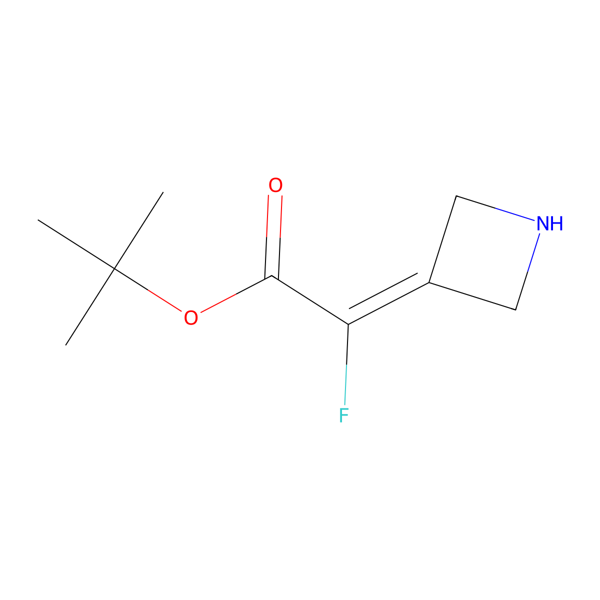 Tert-butyl 2-(azetidin-3-ylidene)-2-fluoroacetate molecular structure, CAS 2580210-12-2