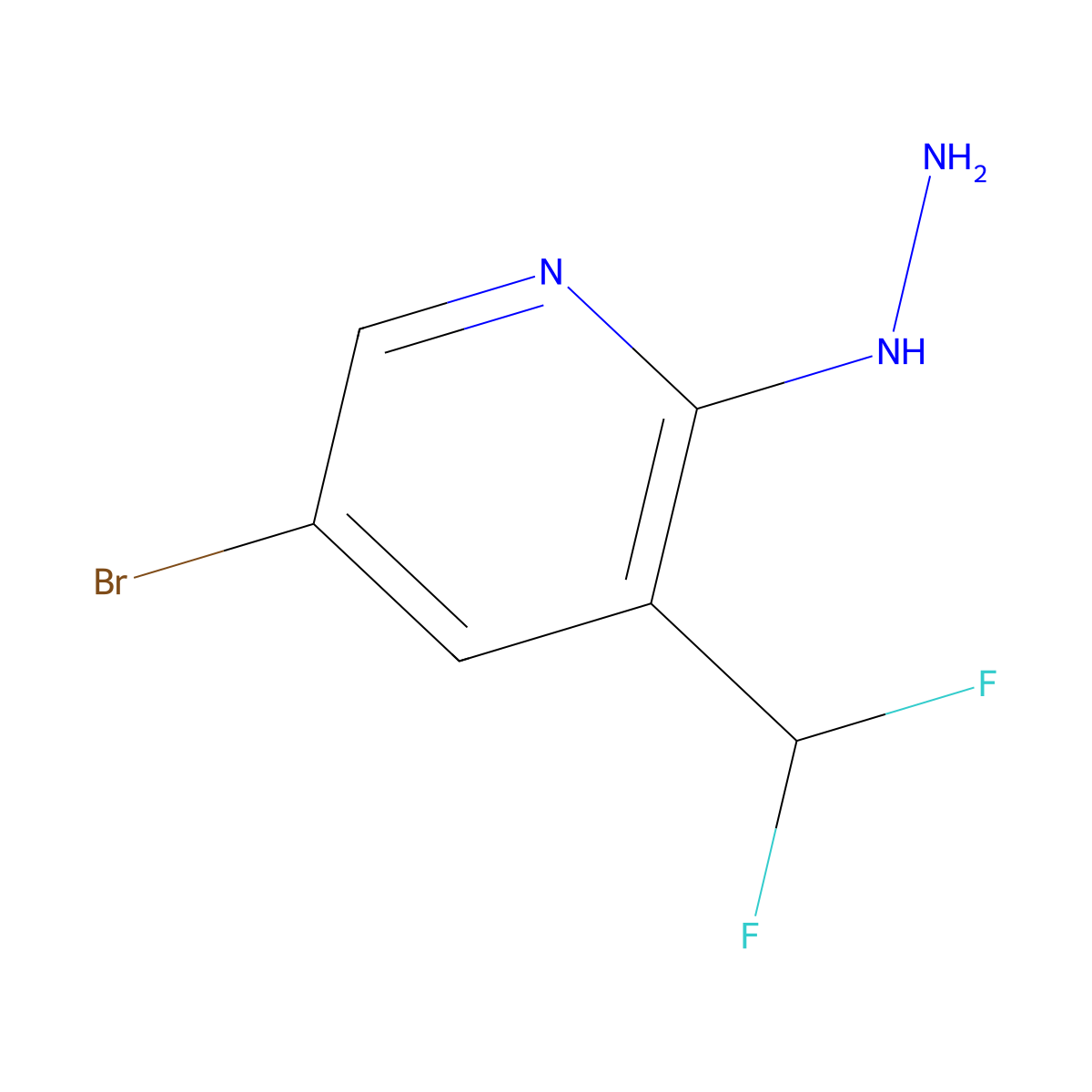 5-Bromo-3-(difluoromethyl)-2-hydrazinylpyridine molecular structure, CAS 2580210-18-8