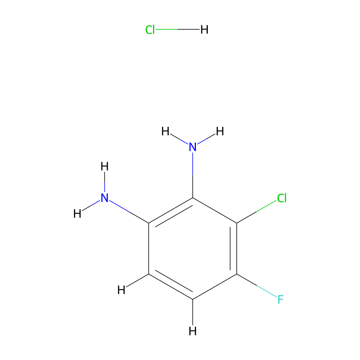 3-Chloro-4-fluorobenzene-1,2-diamine hydrochloride molecular structure, CAS 2580210-44-0