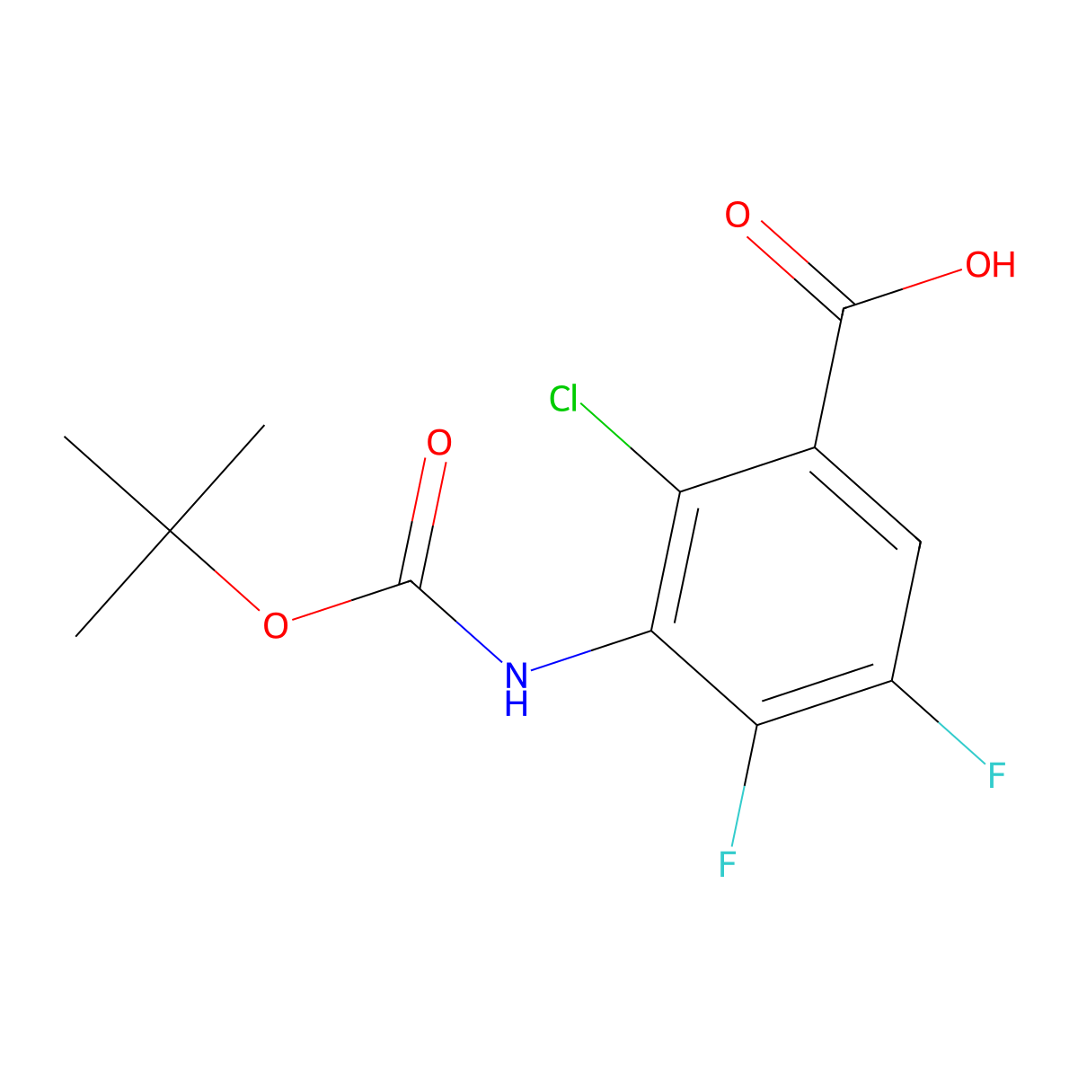 3-{[(Tert-butoxy)carbonyl]amino}-2-chloro-4,5-difluorobenzoic acid molecular structure, CAS 2580210-51-9