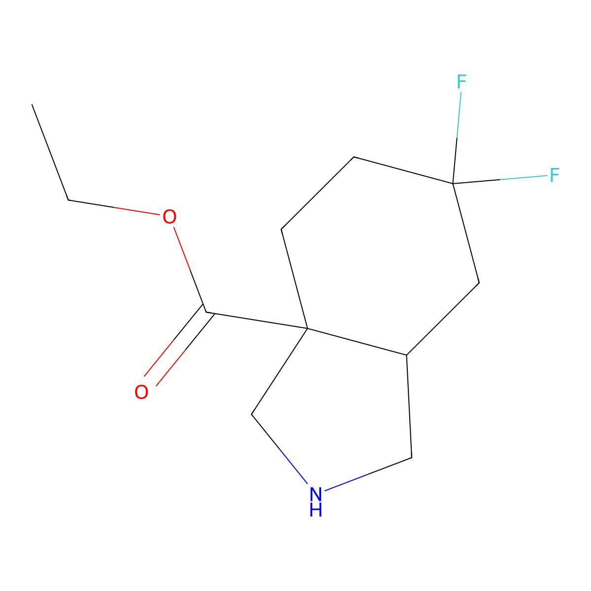 ethyl 6,6-difluoro-octahydro-1H-isoindole-3a-carboxylate molecular structure, CAS 2580210-53-1