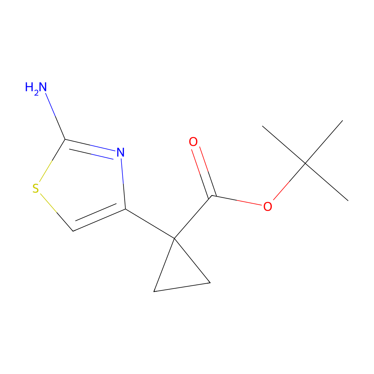 Tert-butyl 1-(2-amino-1,3-thiazol-4-yl)cyclopropane-1-carboxylate molecular structure, CAS 2580210-69-9