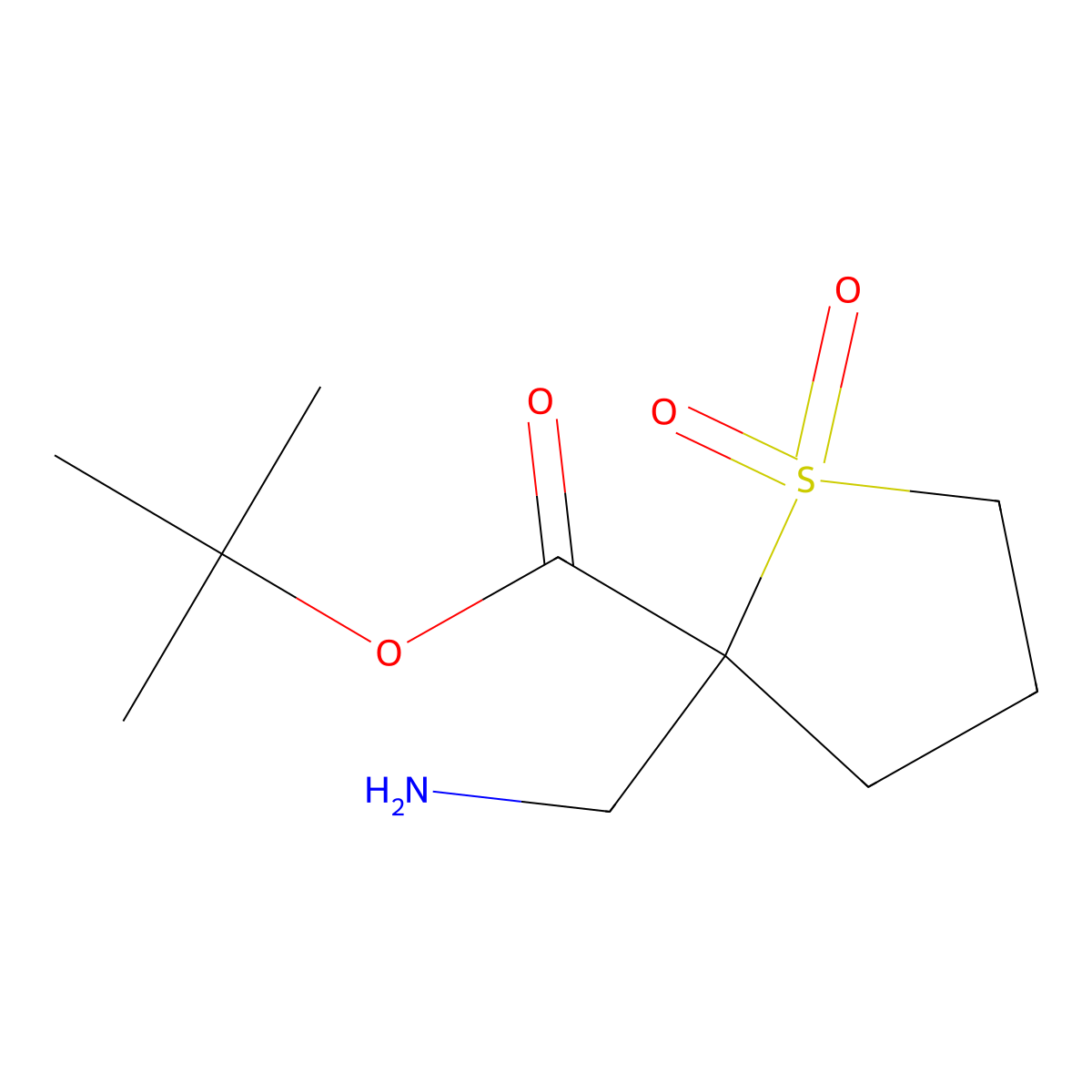 Tert-butyl 2-(aminomethyl)-1,1-dioxo-1lambda6-thiolane-2-carboxylate molecular structure, CAS 2580210-80-4