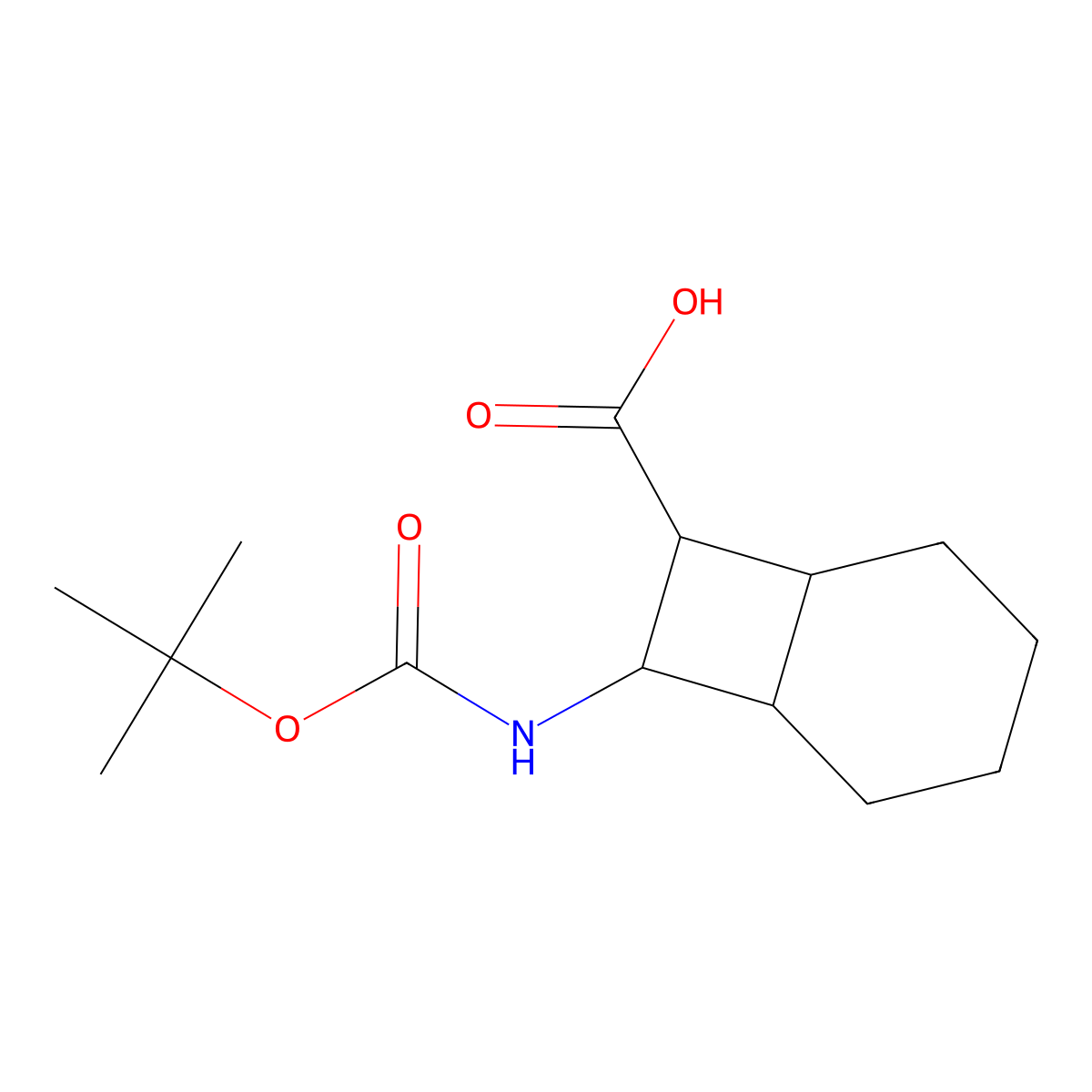 8-{[(Tert-butoxy)carbonyl]amino}bicyclo[4.2.0]octane-7-carboxylic acid molecular structure, CAS 2580210-96-2