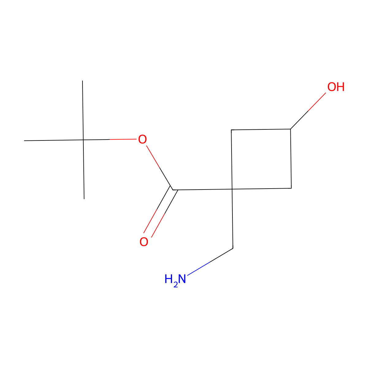 Tert-butyl 1-(aminomethyl)-3-hydroxycyclobutane-1-carboxylate molecular structure, CAS 2580211-05-6