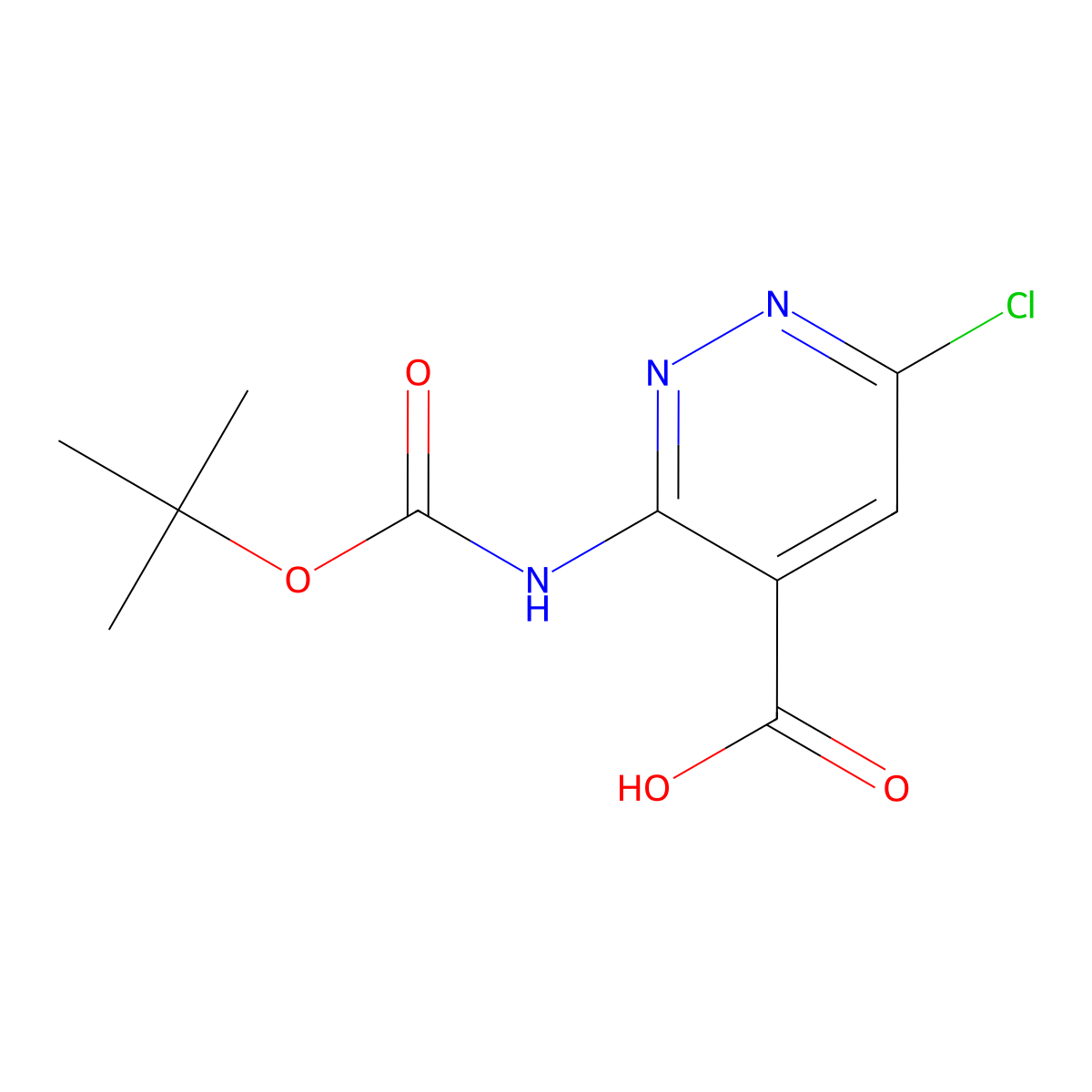 3-{[(Tert-butoxy)carbonyl]amino}-6-chloropyridazine-4-carboxylic acid molecular structure, CAS 2580211-11-4