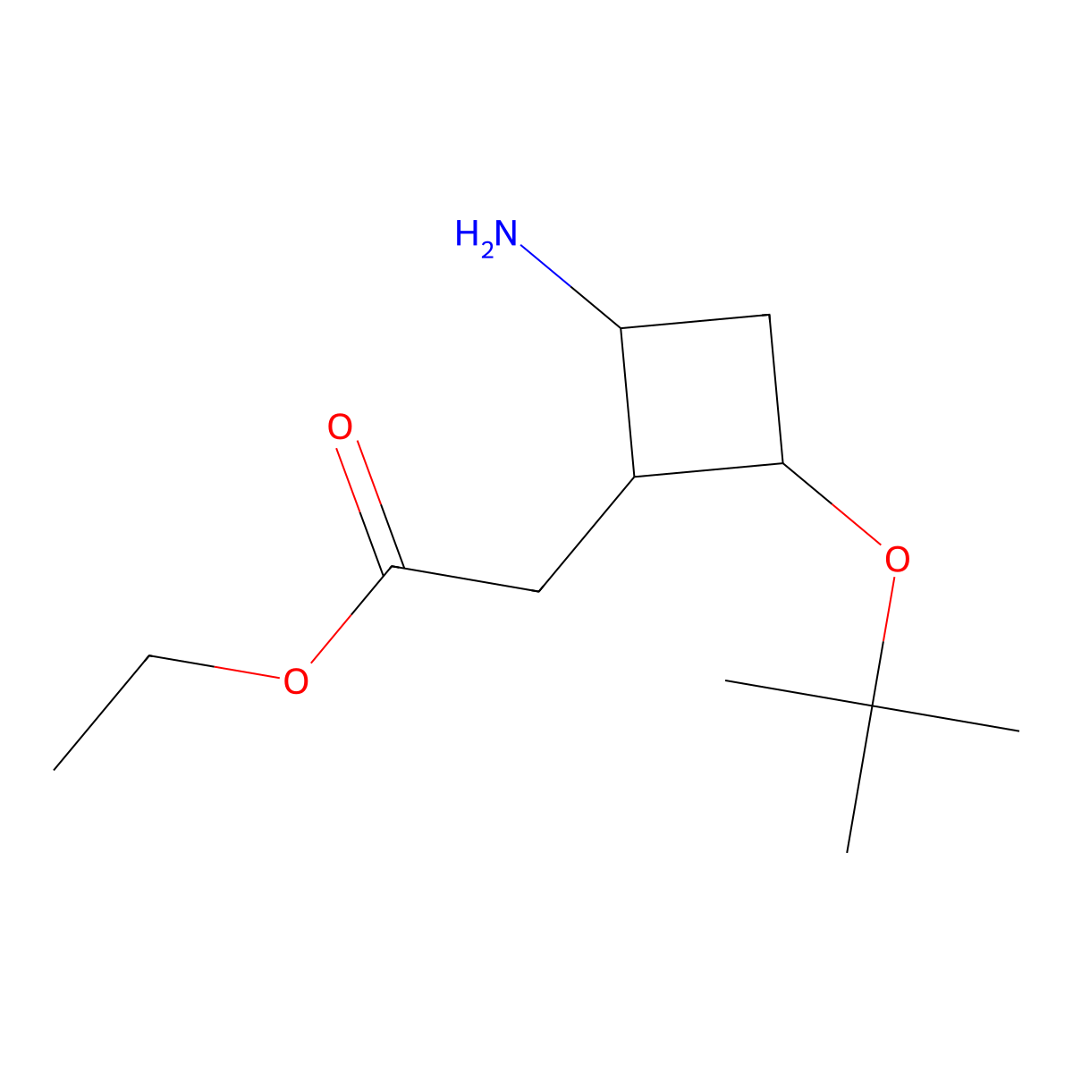 Ethyl 2-[2-amino-4-(tert-butoxy)cyclobutyl]acetate molecular structure, CAS 2580211-19-2
