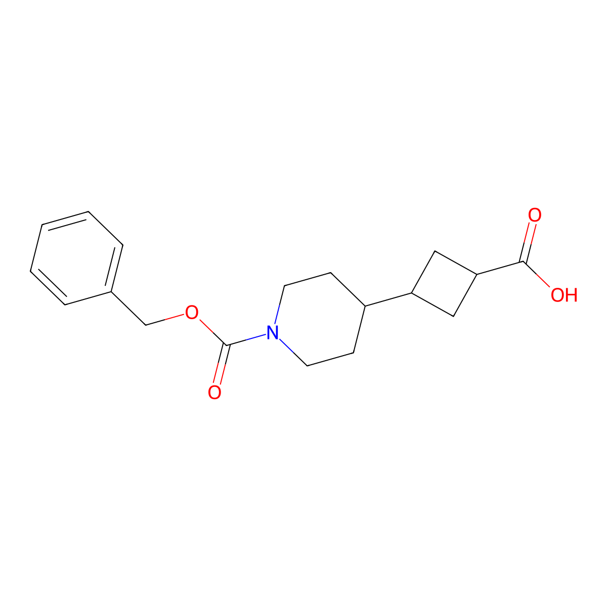1-(Phenylmethyl)-4-(3-carboxycyclobutyl)-1-piperidinecarboxylate molecular structure, CAS 2580211-22-7