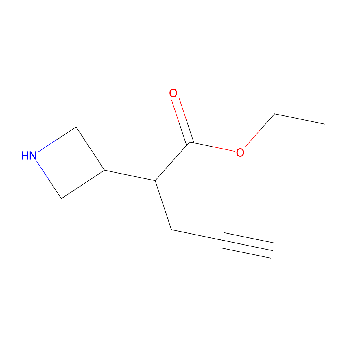Ethyl 2-(azetidin-3-yl)pent-4-ynoate molecular structure, CAS 2580211-24-9