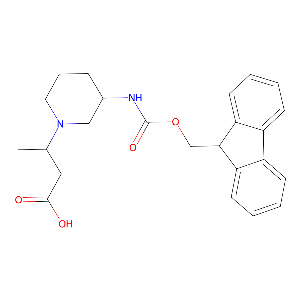 3-[3-({[(9H-fluoren-9-yl)methoxy]carbonyl}amino)piperidin-1-yl]butanoic acid molecular structure, CAS 2580211-28-3