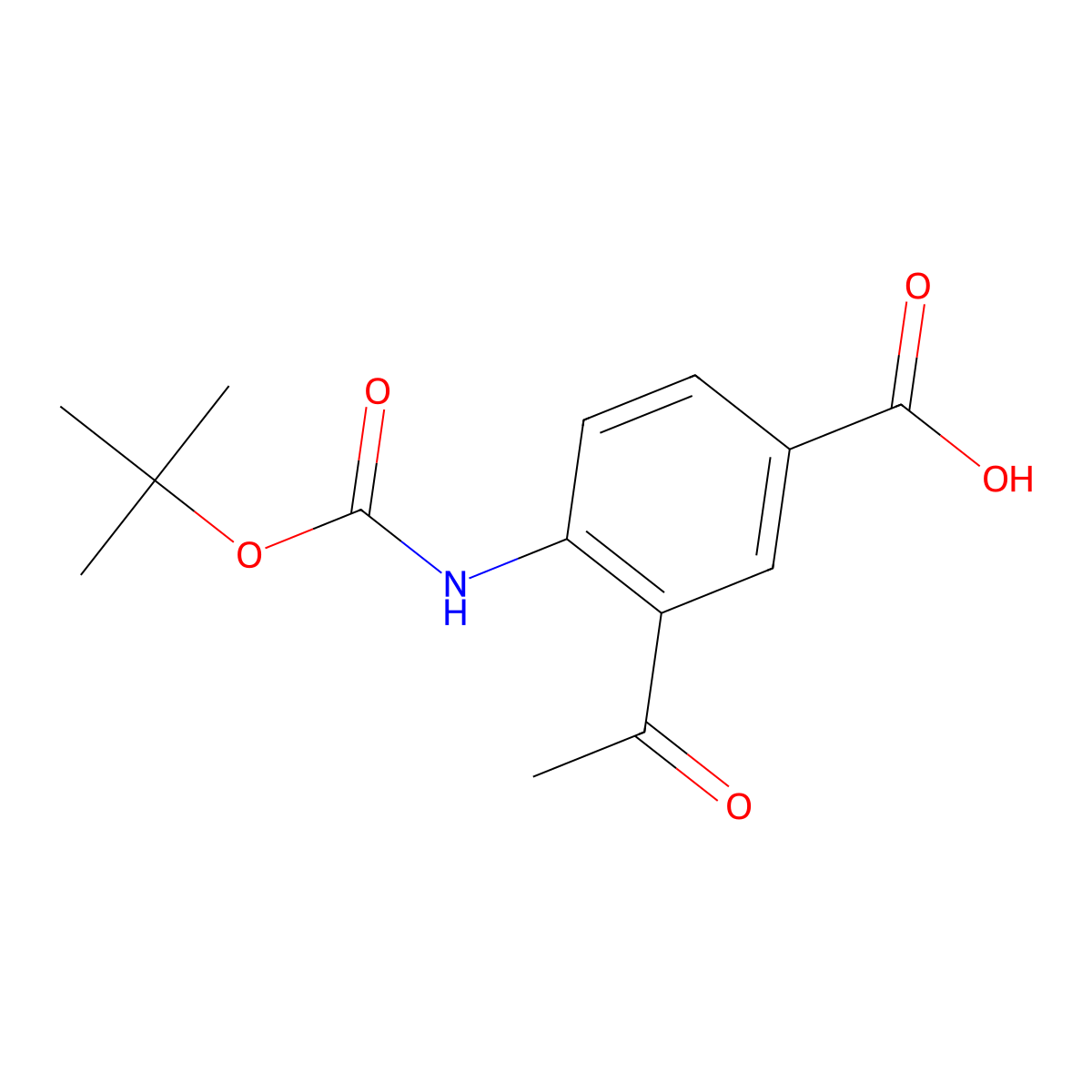 3-Acetyl-4-{[(tert-butoxy)carbonyl]amino}benzoic acid molecular structure, CAS 2580211-30-7