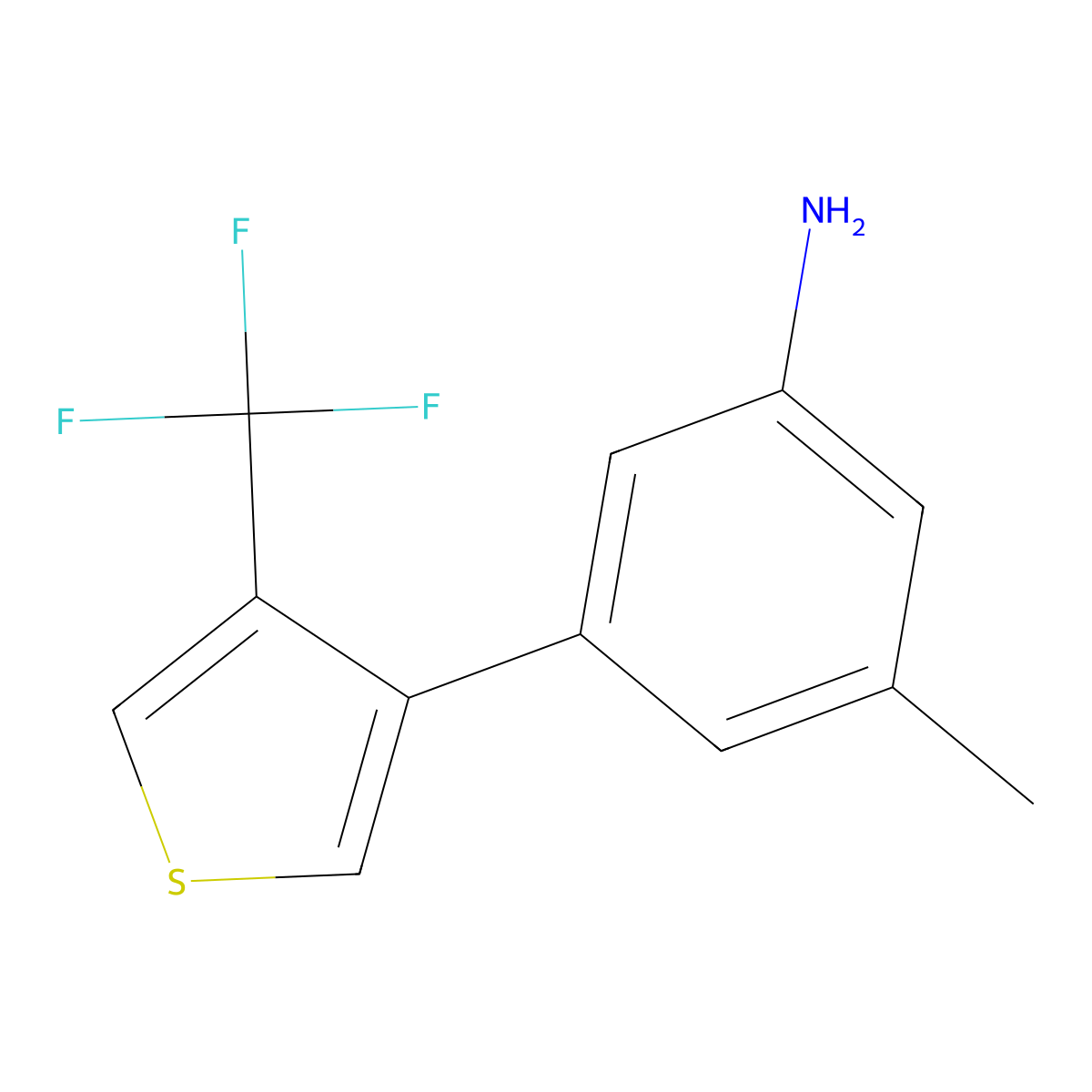 3-Methyl-5-[4-(trifluoromethyl)thiophen-3-yl]aniline molecular structure, CAS 2580211-31-8