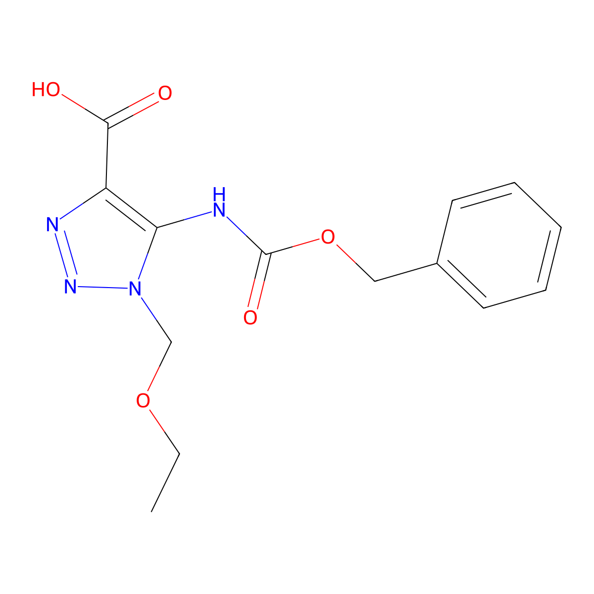 5-{[(benzyloxy)carbonyl]amino}-1-(ethoxymethyl)-1H-1,2,3-triazole-4-carboxylic acid molecular structure, CAS 2580211-36-3