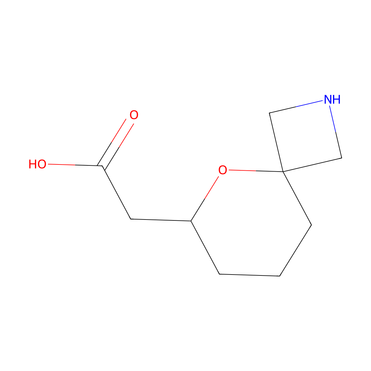 2-{5-Oxa-2-azaspiro[3.5]nonan-6-yl}acetic acid molecular structure, CAS 2580211-43-2