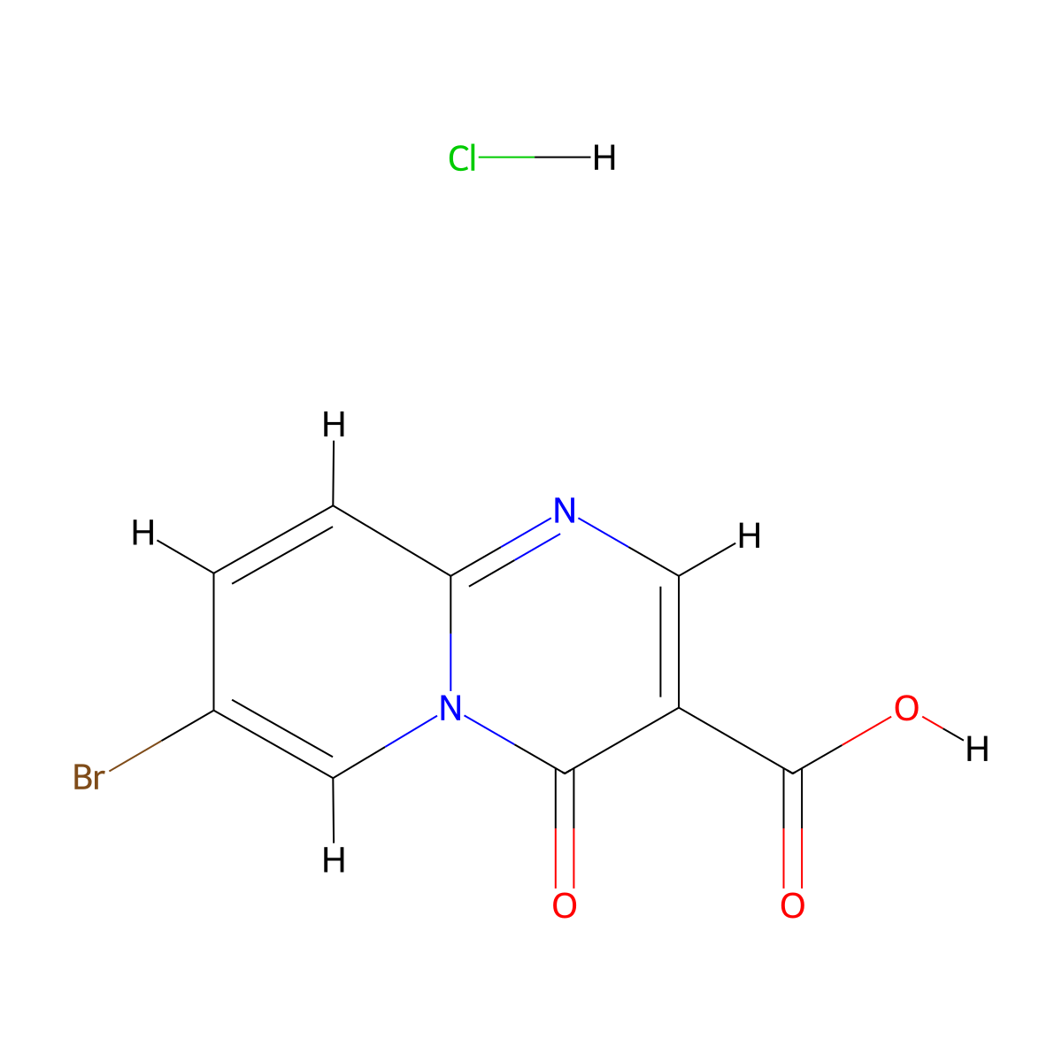7-bromo-4-oxo-4H-pyrido[1,2-a]pyrimidine-3-carboxylicacidhydrochloride molecular structure, CAS 2580211-47-6
